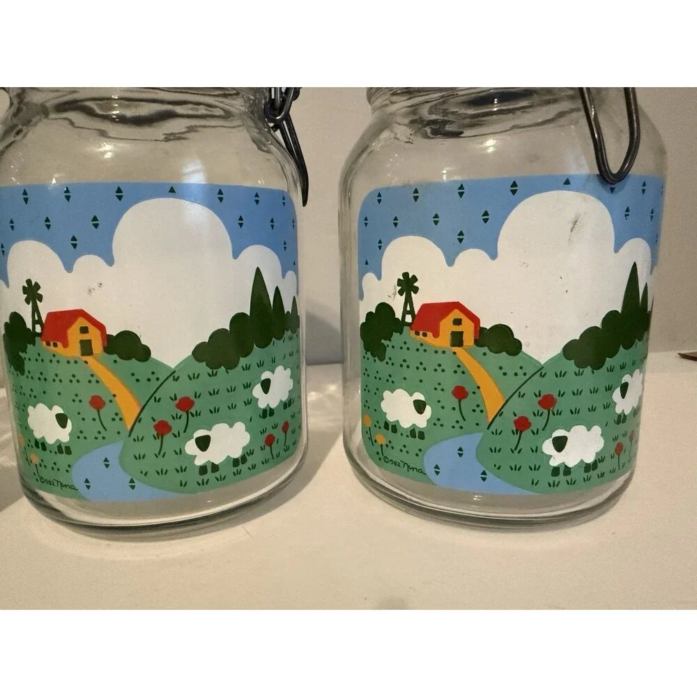 VTG Cottagecore 1982 Nina Farm Country Canisters Set Of 3. Adorable!